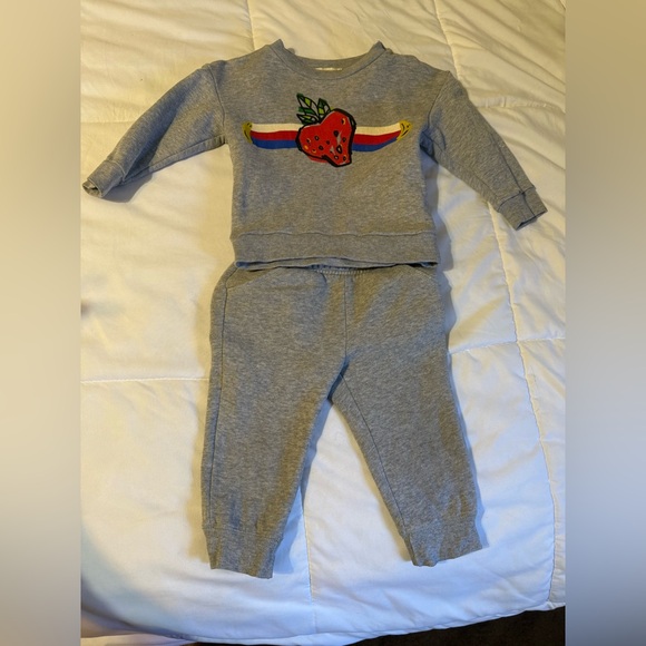 Gucci Gray Kids Sweatshirt with Strawberry and Stripe Design